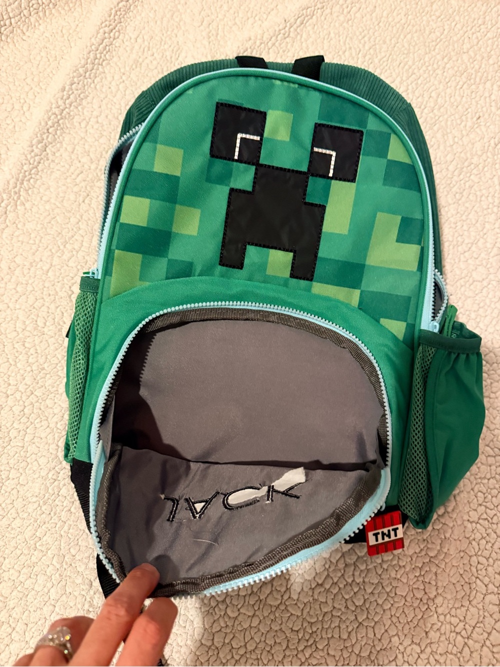 Pottery Barn Kids Green Minecraft Creeper Backpack with Name - Picture 5 of 5